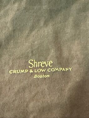 Vintage SHREVE Crump & Low Green Drawstring Dust Bag
